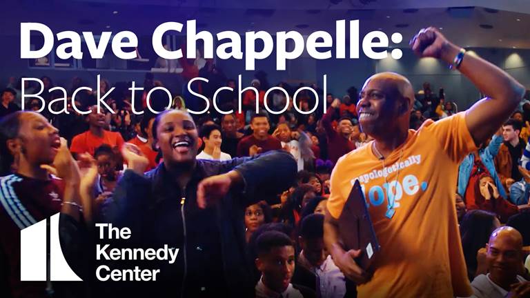 Dave Chappelle at the Duke Ellington School of the Arts after receiving the Mark Twain Prize