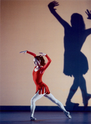 Natalia Magnicballi and her shadow dacing in Variations for Orchestra.