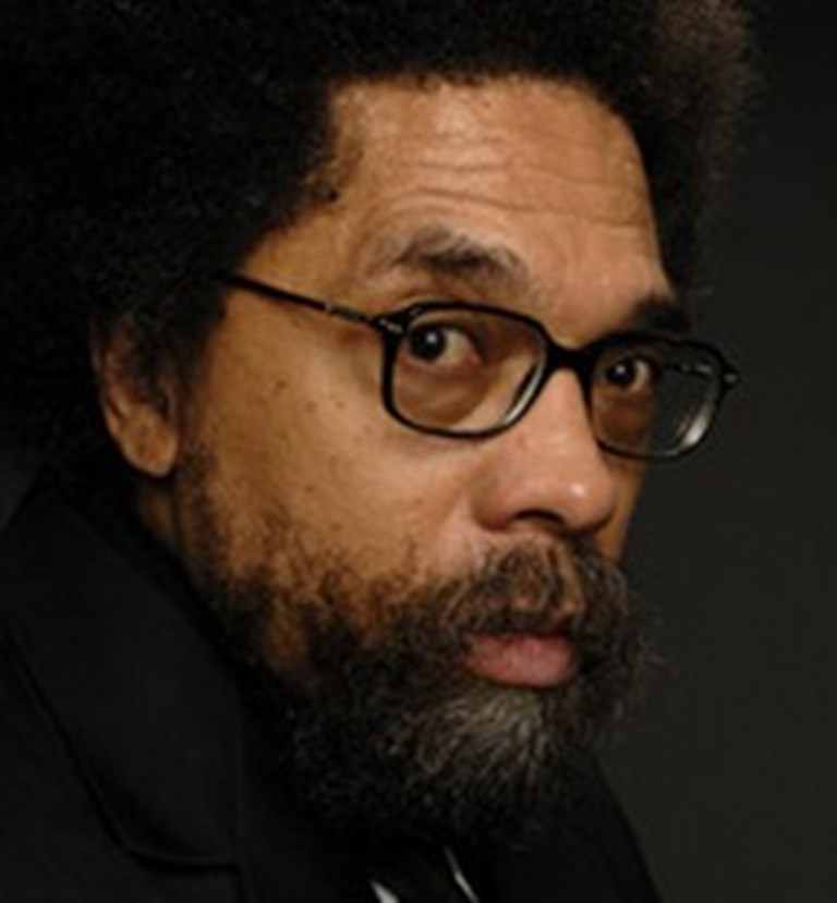 Profile of Dr Cornel West on a dark background.  Photo by Jefry Andres Wright