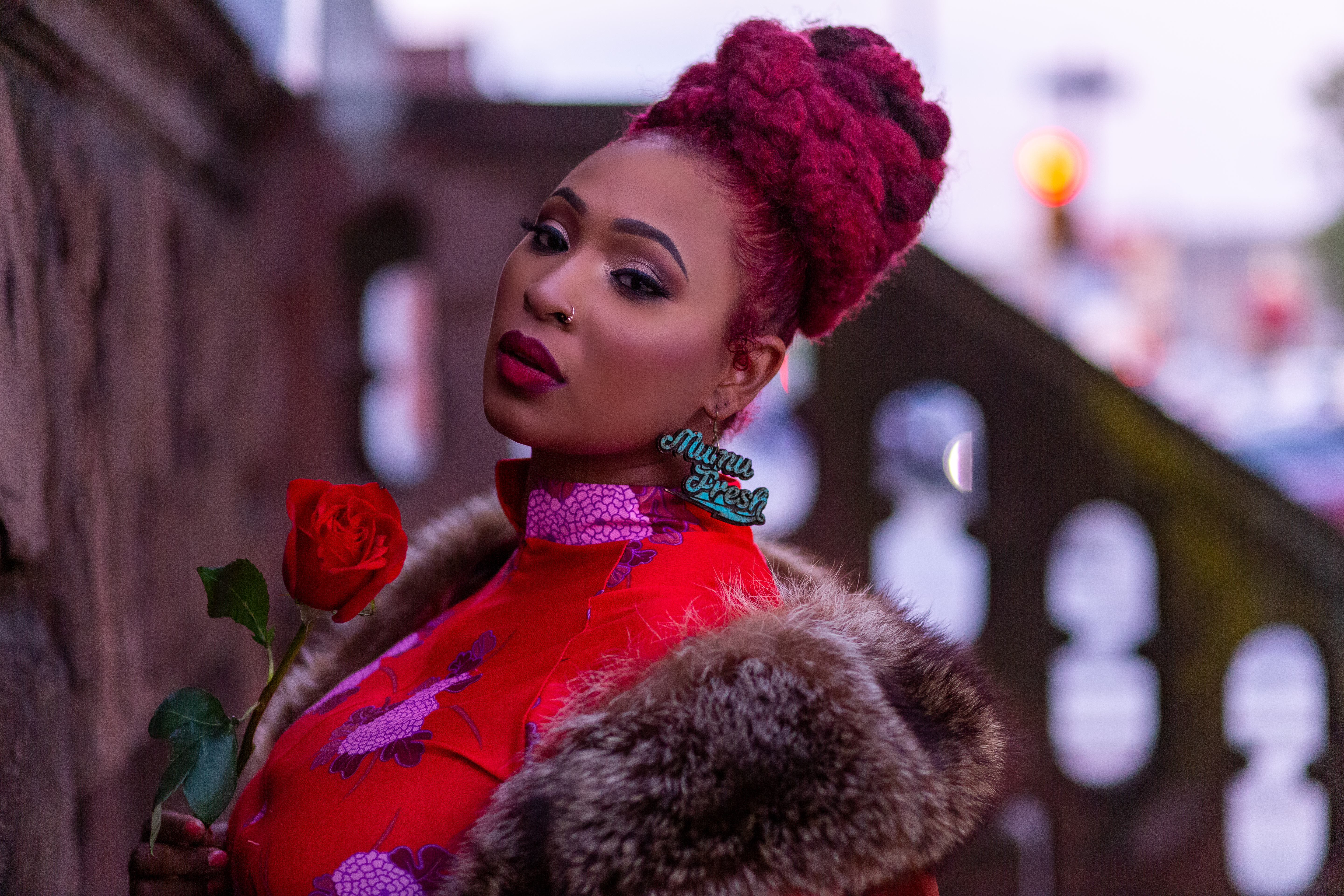 Maimouna Youssef wearing earing with her stage name Mumu Fresh