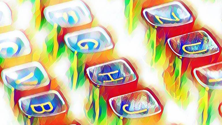 Watercolor painting of a computer keyboard