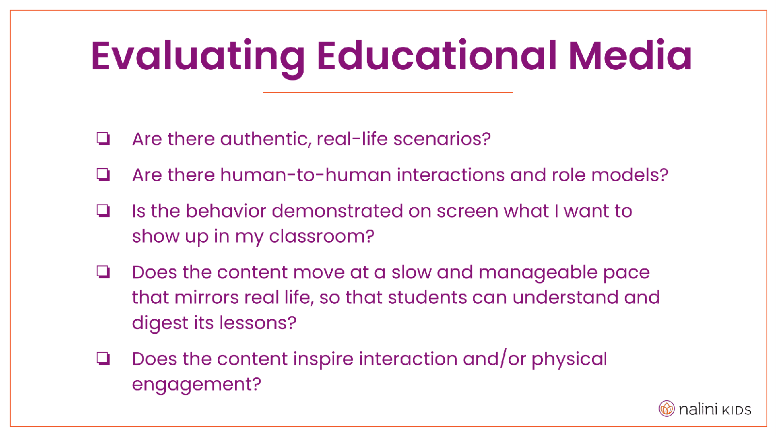 A graphic describing steps for evaluating educational media