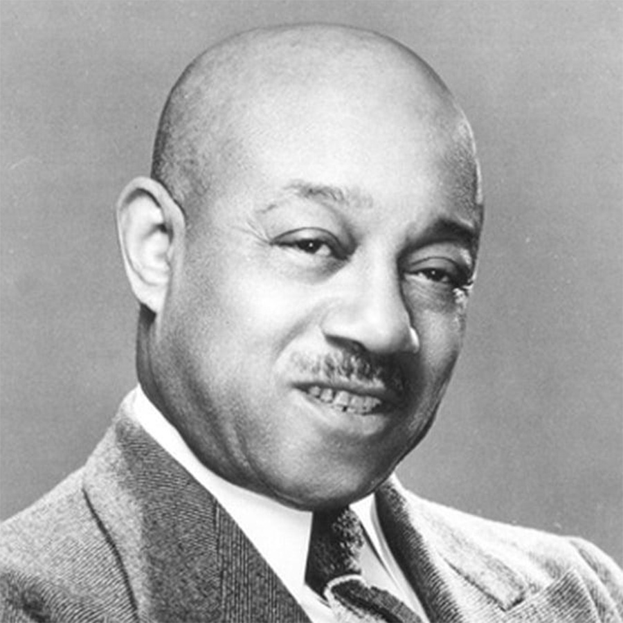 A black-and-white image of jazz lyricist, composer, and pianist Eubie Blake.