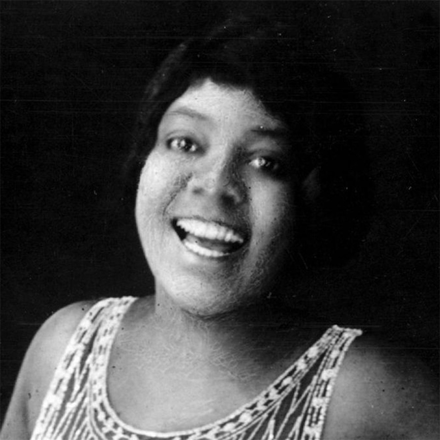 A black-and-white photo of singer Bessie Smith.