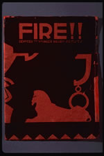 An image of a magazine cover with &ldquo;FIRE!!&rdquo; displayed at the top. A stylized illustration of a person&rsquo;s head in profile occupies most of the cover. An earring hangs from their ear that shows a smaller circle connected to a hoop.