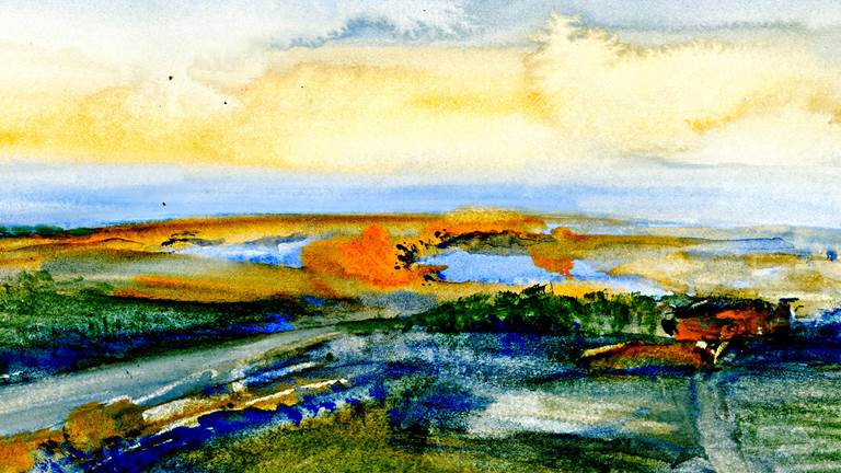 A painting of a landscape.