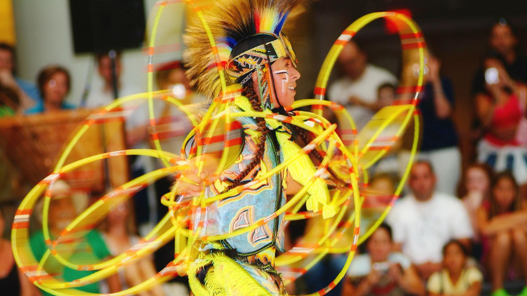 A demonstration of traditional hoop dance.