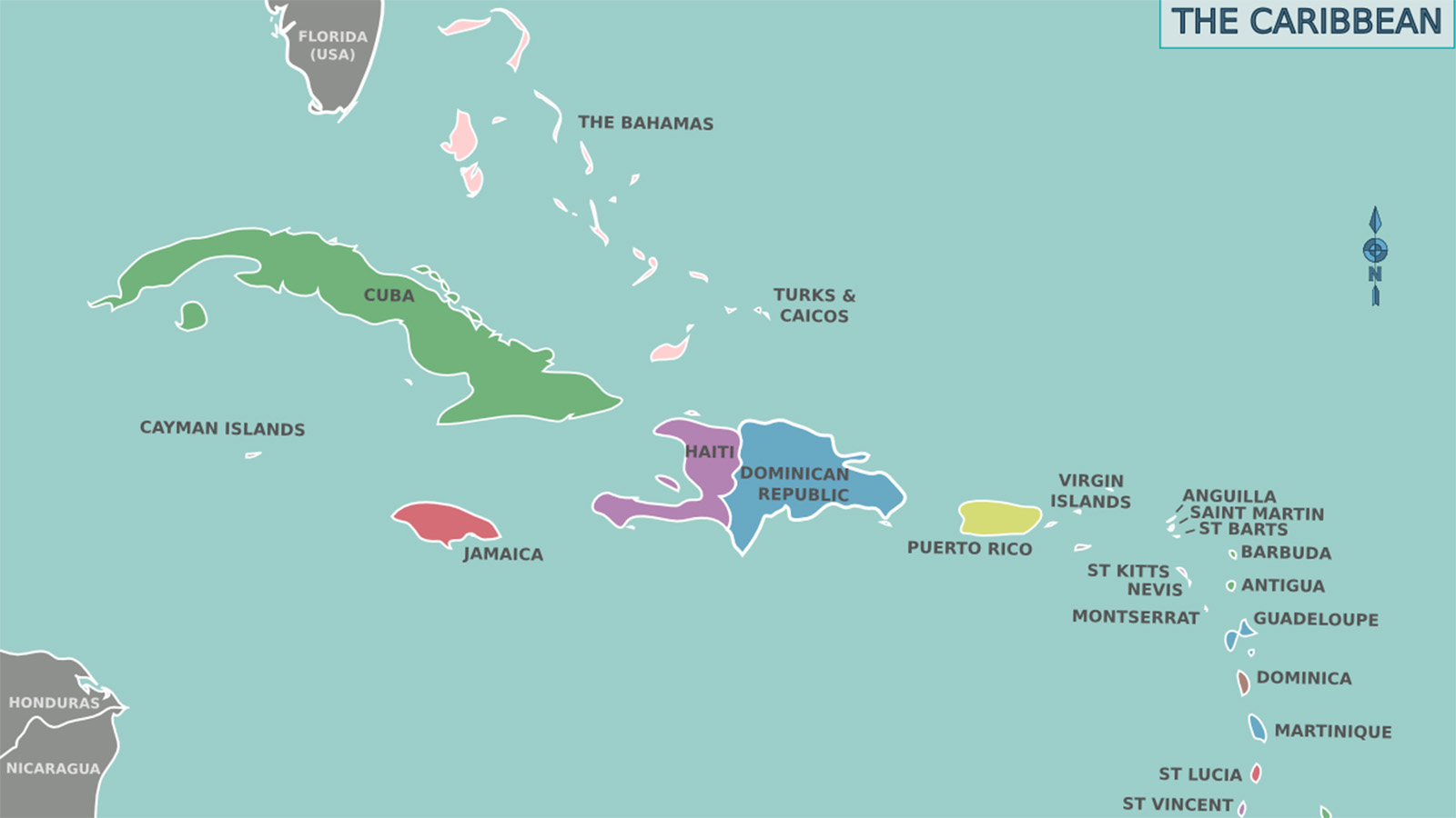 A map of the Carribean featuring Puerto Rico