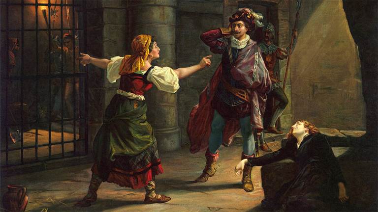 Luigi Morgari  (1857–1935), Il Trovatore poster, 19th century. Color lithograph. [Source]