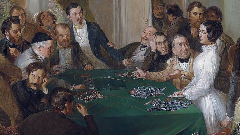 Carl d'Unker  (1828–1866),  La Traviata - Der Eklat am Spieltisch, 1866, oil on canvas