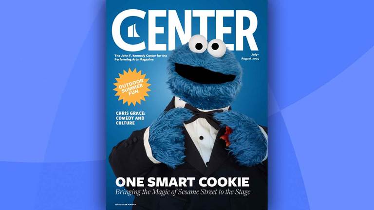 CENTER Cover: Cookie Monster in a suit for July and August 2025