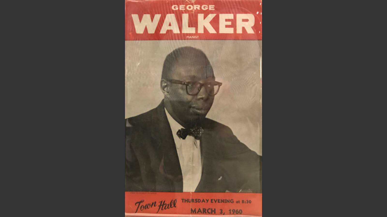 Photo of George Walker in a 1960 Town Hall program