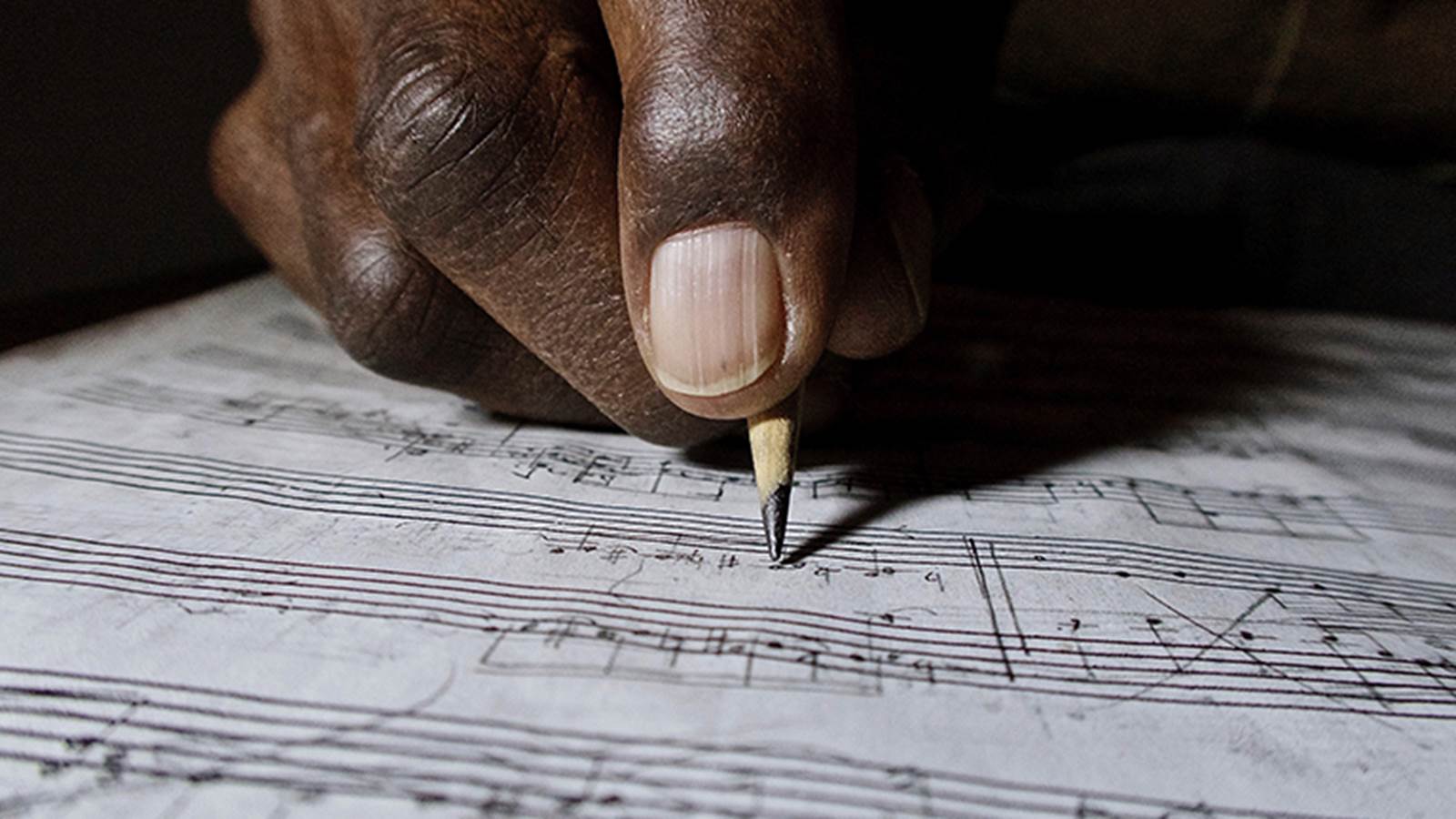 George Walker's Hand with pencil to music