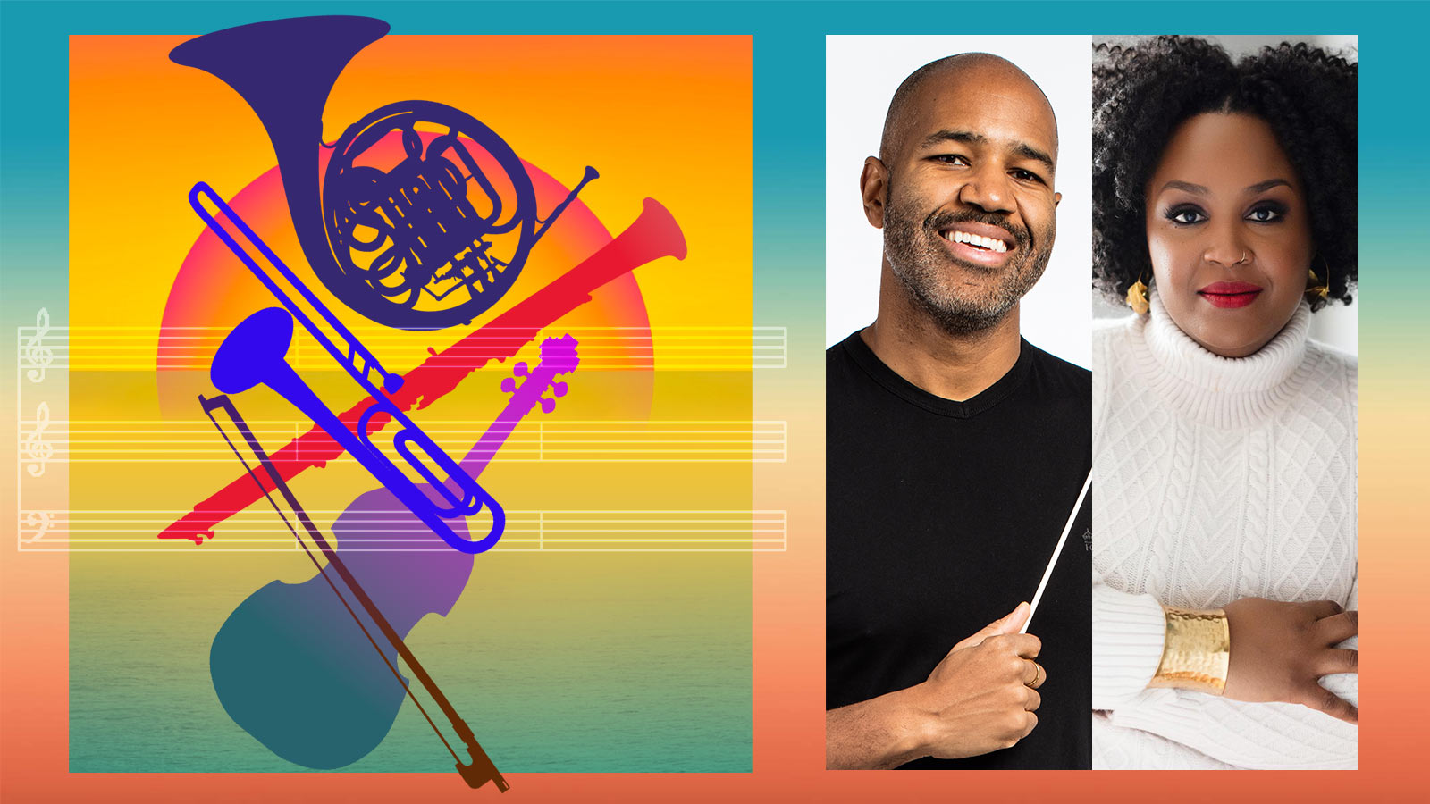 NSO In Your Neighborhood instrumental artwork with headshots of Marquita Raley-Cooper and Daniel Bartholomew-Poyser