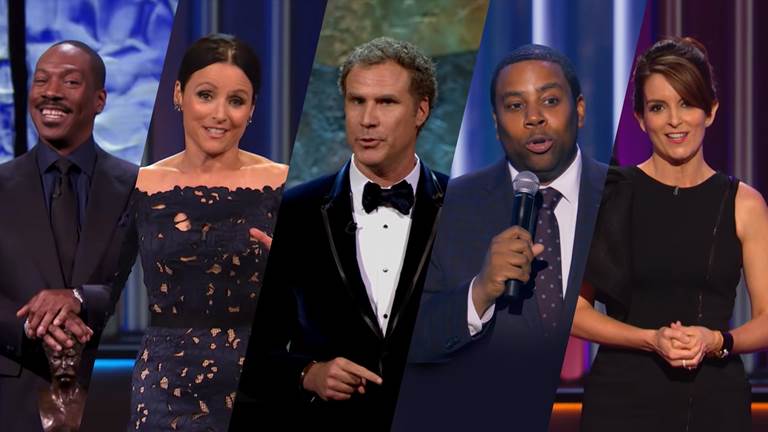 SNL at the Kennedy Center - montage photo with Eddie Murphy, Julia Louis-Dreyfus, Will Ferrell, Keenan Thompson, Tina Fey