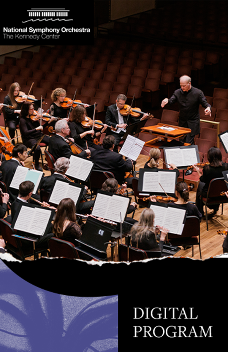 Digital Program cover showing the National Symphony Orchestra on stage