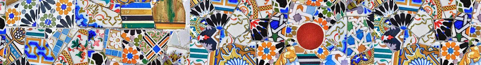 Barcelona, Spain: Beautiful tile art in guell park