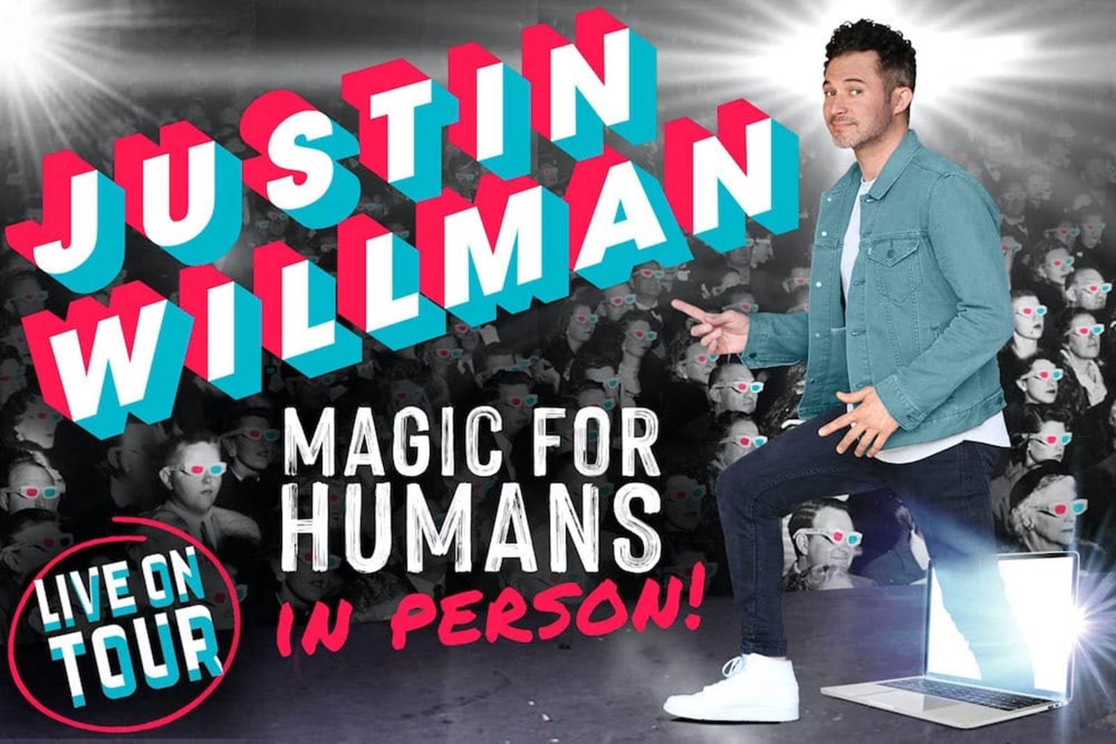 Graphic of Justin Willman with title Magic for Humans